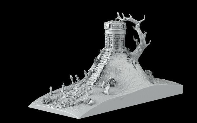 Cemetery bookend 3D print model