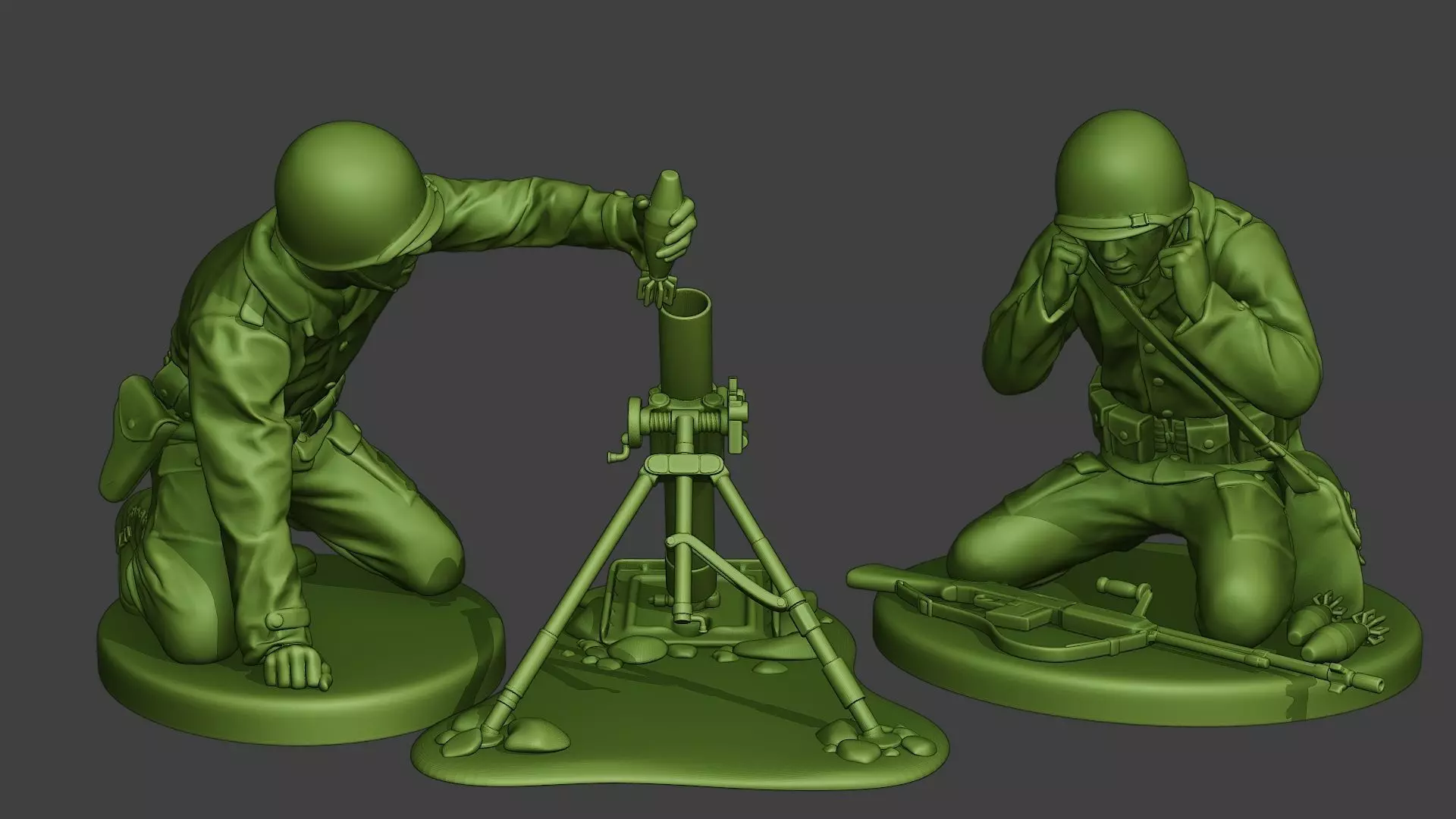 American soldiers ww2 M2 Mortar A10 3D print model