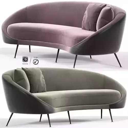 Italian Mid Century Modern Curved Sofa