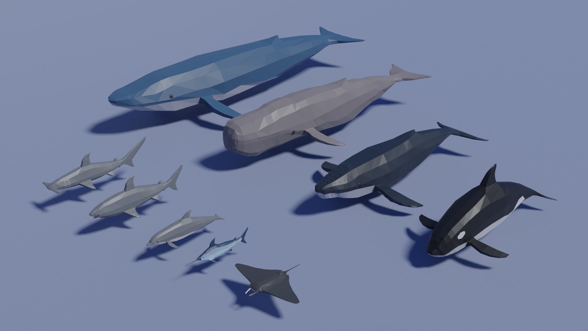 Sea Animals Pack Low-poly 3D model