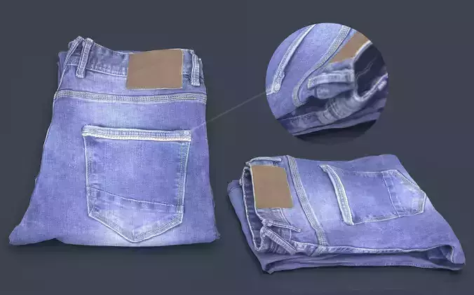 FOLDED JEANS 1 Low-poly 3D model