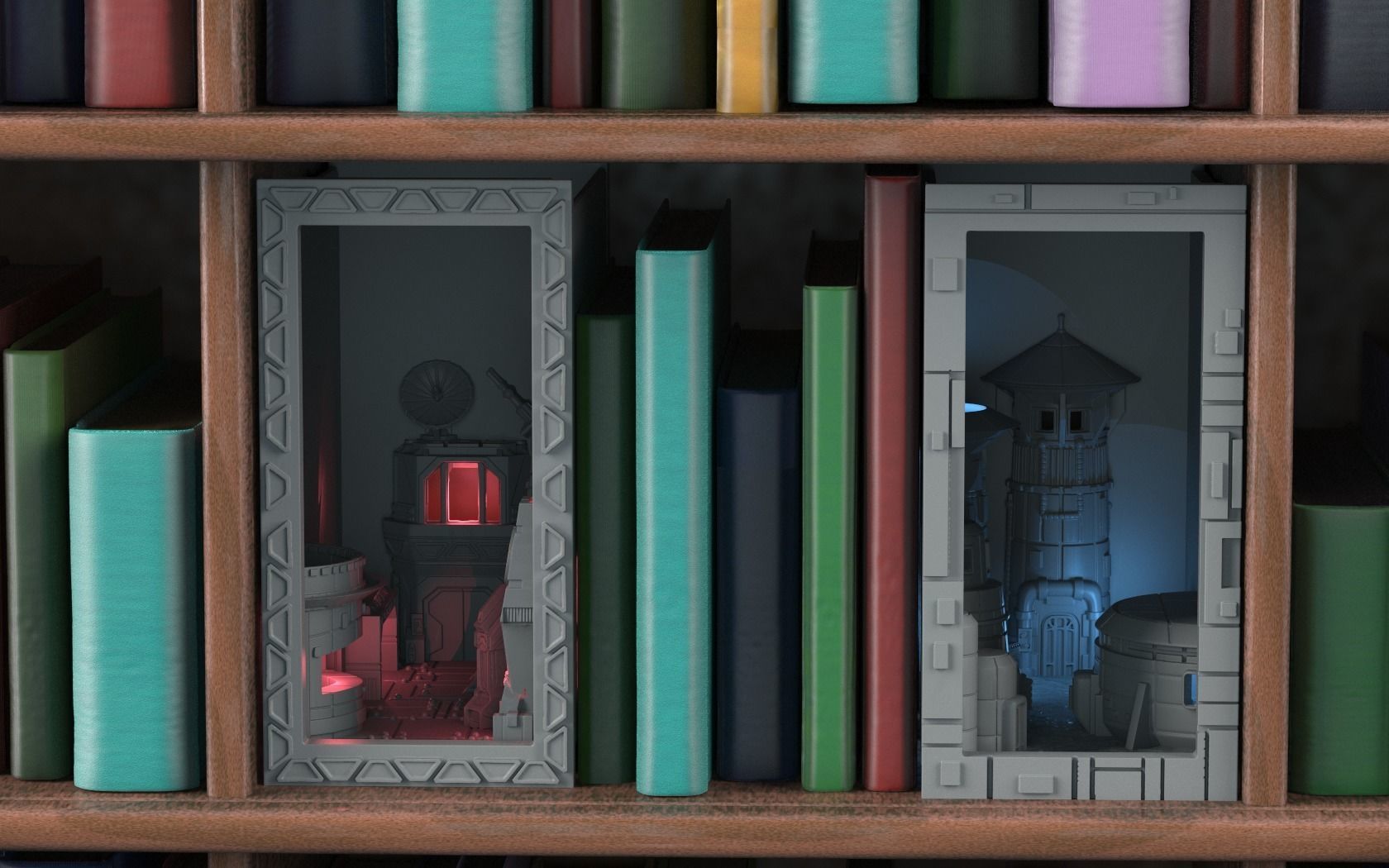 Sci-Fi bookend 3D print model_1