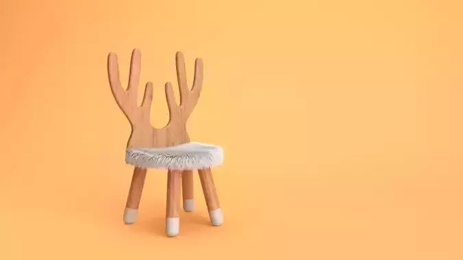 Xmas Chair with fur seat 3D model