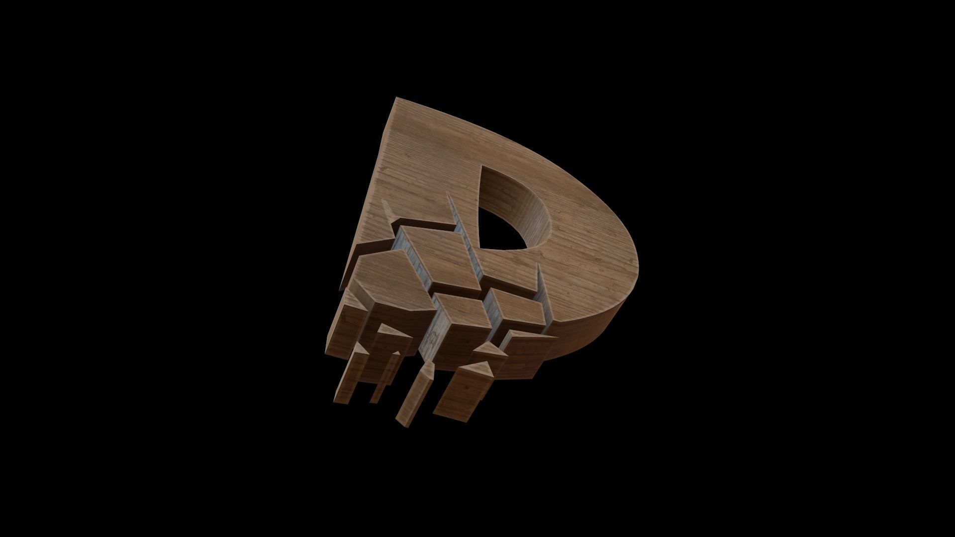 FONT-076 Letter D Low-poly 3D model_3