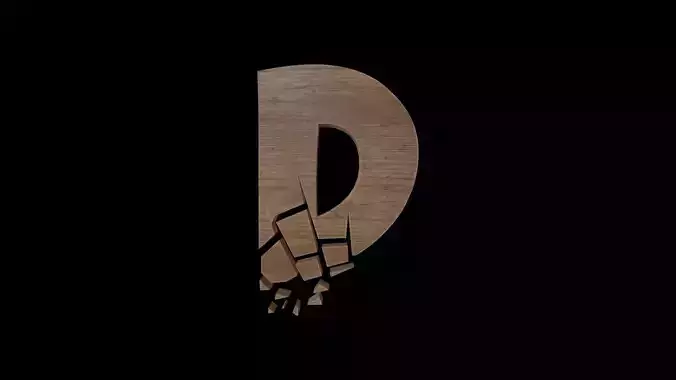 FONT-076 Letter D Low-poly 3D model