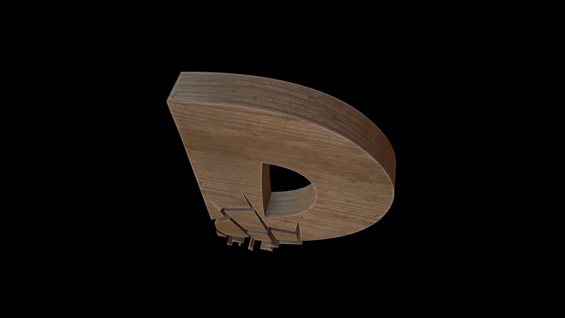 FONT-076 Letter D Low-poly 3D model_5