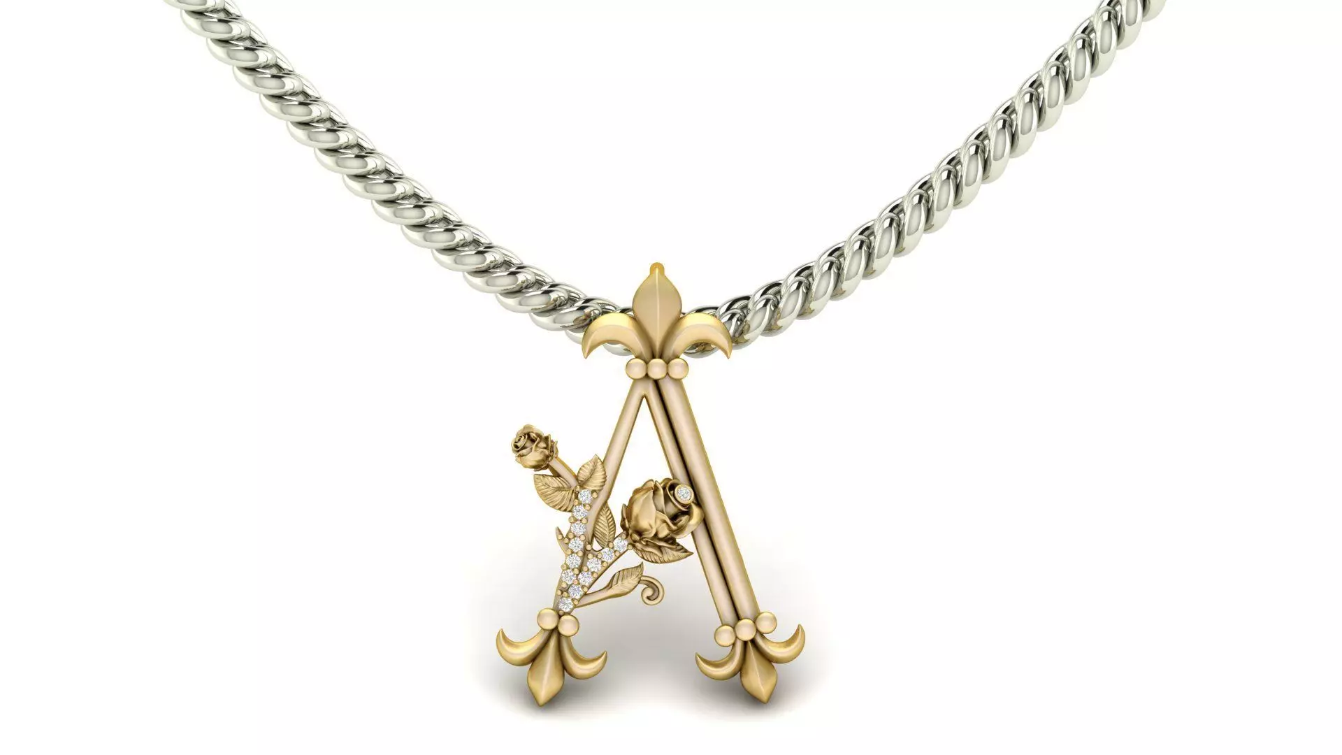A Letter Rose Pendant 3D print model