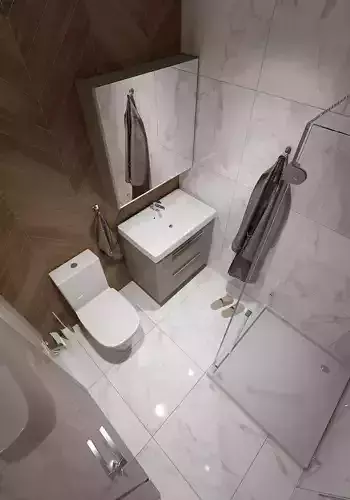 Bathroom with walls and marble floors