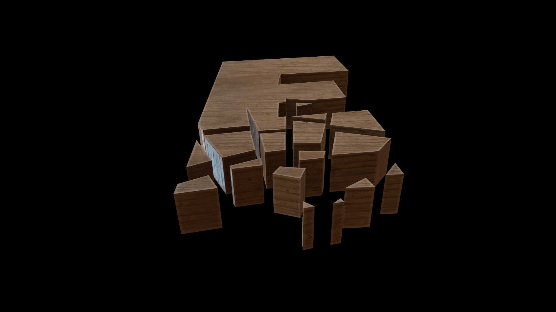 FONT-077 Letter E Low-poly 3D model_3