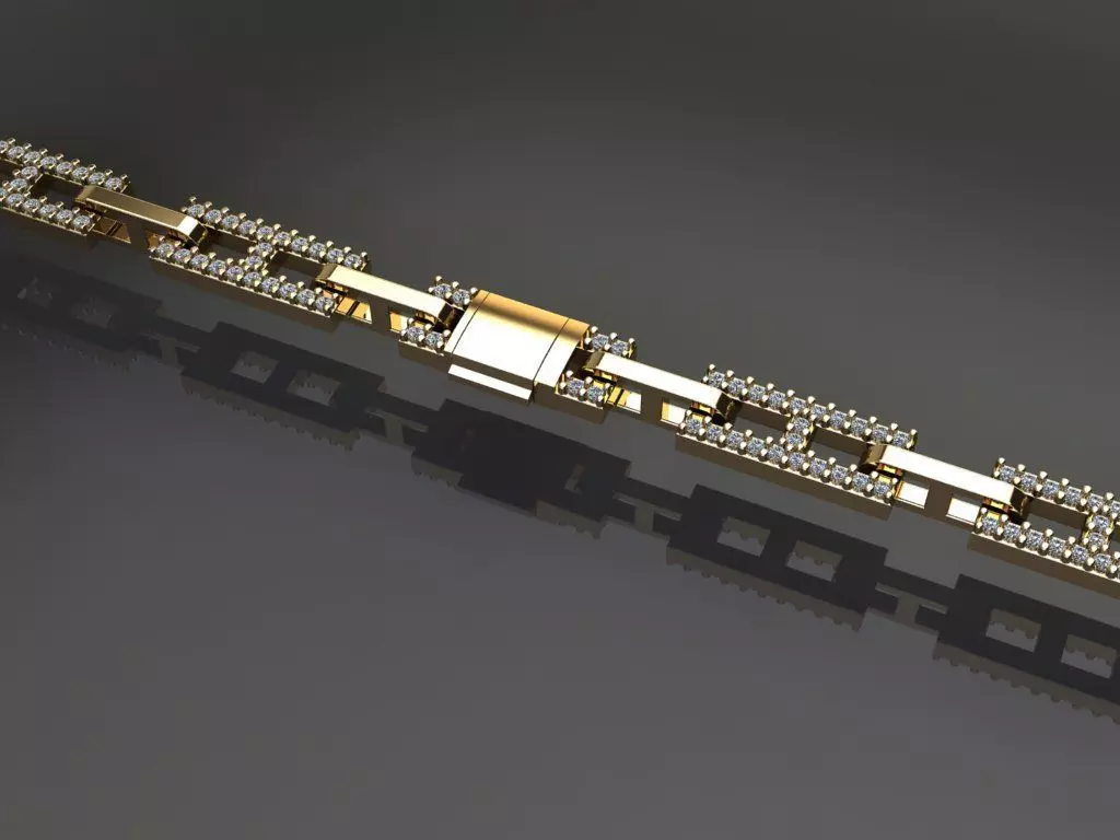 Dainty Hermes Link Style Diamond Bracelet Necklace 3D print model