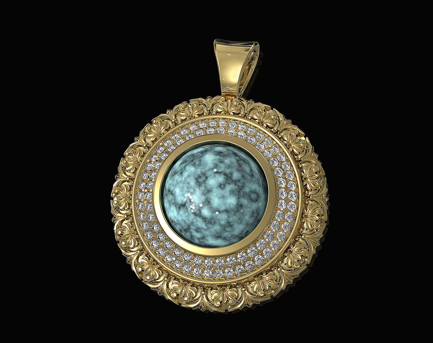 Oriental Cabochon Set 3D Model Collection_5