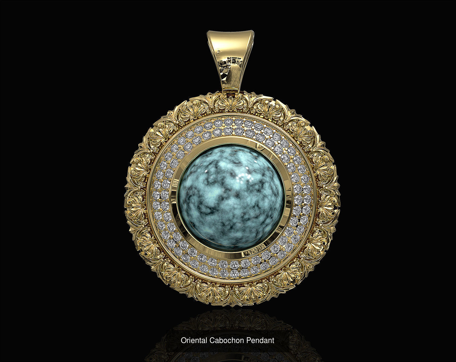 Oriental Cabochon Set 3D Model Collection_1