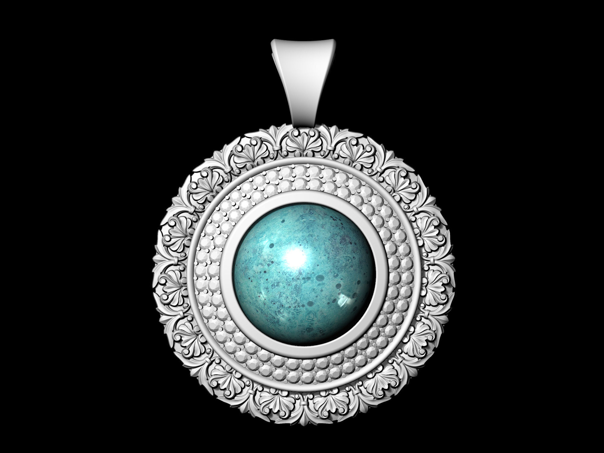 Oriental Cabochon Set 3D Model Collection_7