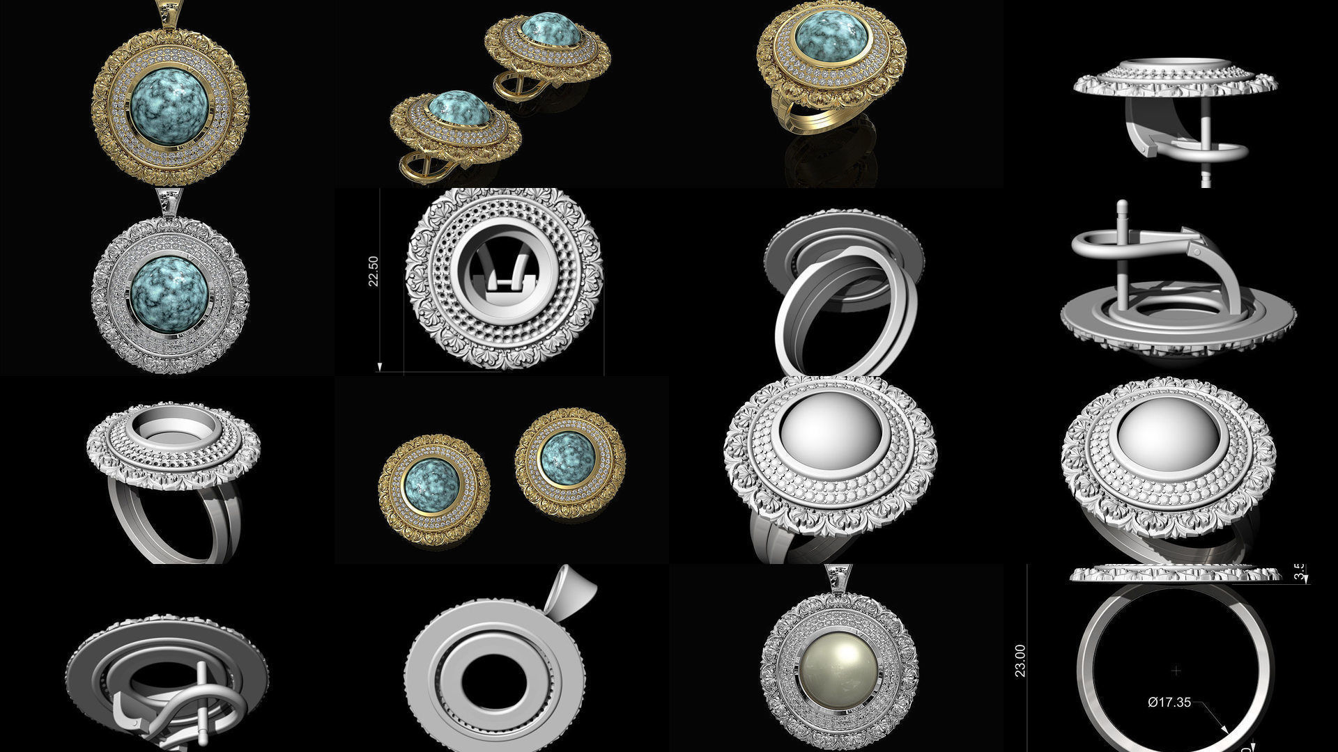 Oriental Cabochon Set 3D Model Collection_46