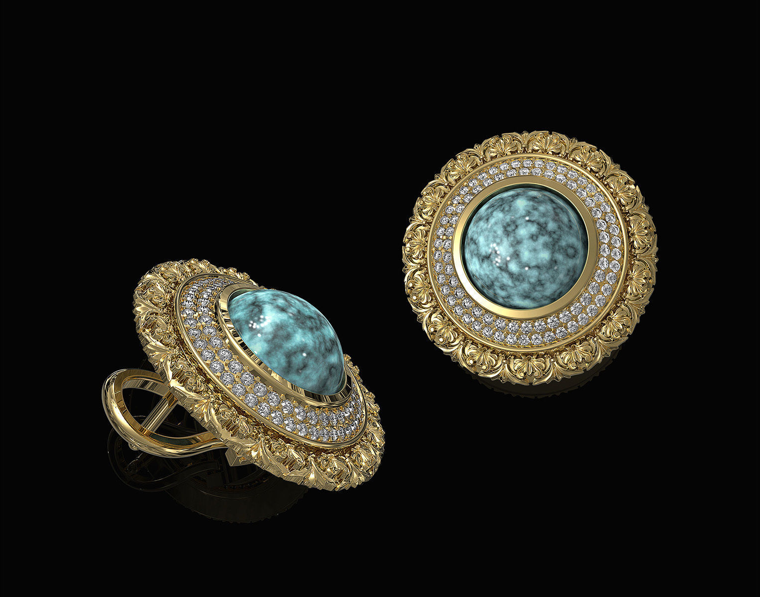 Oriental Cabochon Set 3D Model Collection_19