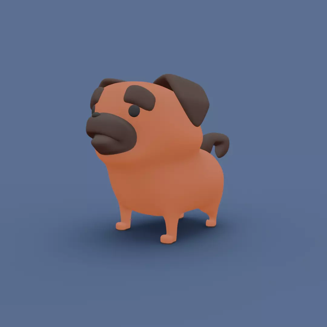 Mops dog Low-poly 3D model