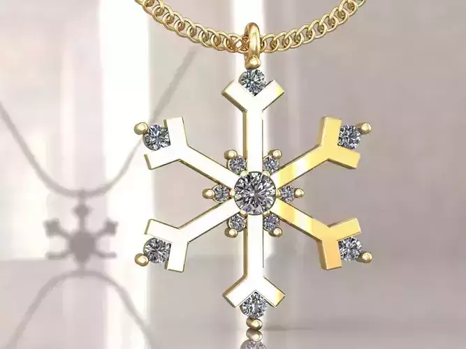 snowflake pendant in rose gold with diamonds