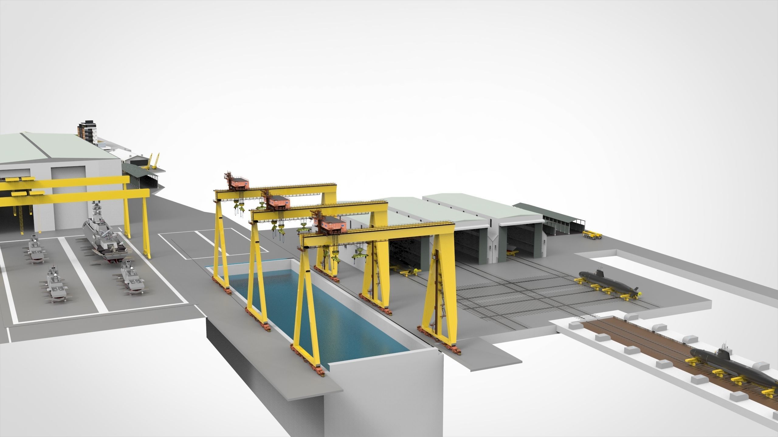 Shipyard Full set Low-poly 3D model_8