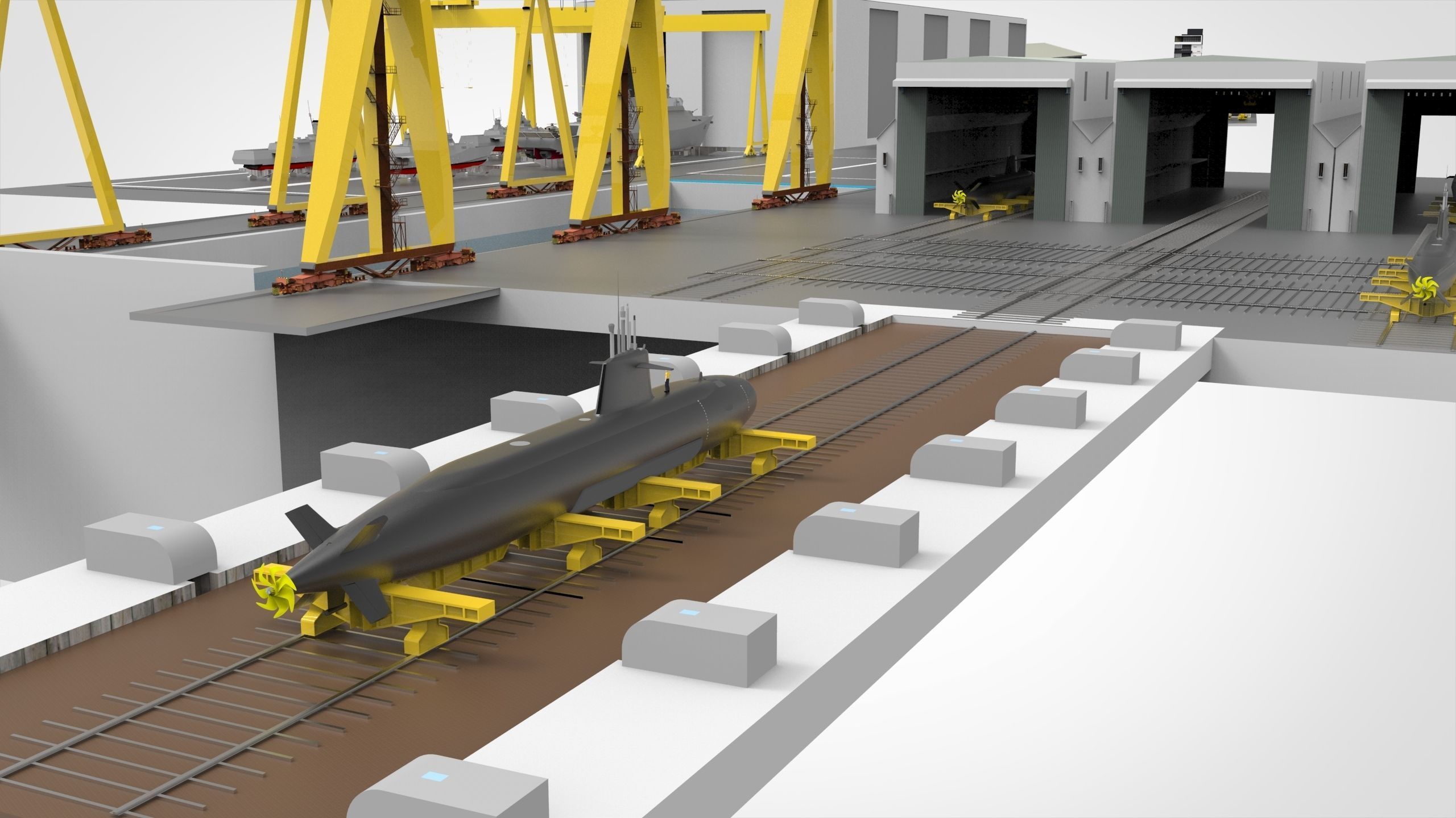 Shipyard Full set Low-poly 3D model_6