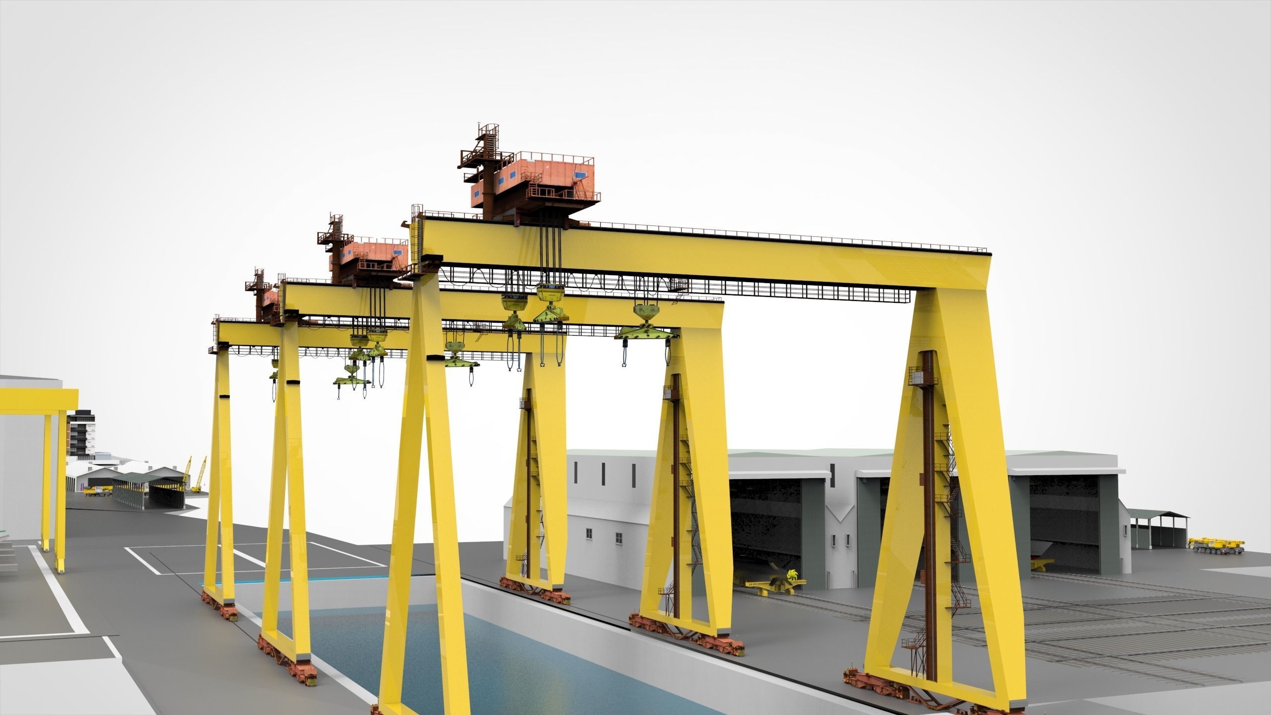 Shipyard Full set Low-poly 3D model_7
