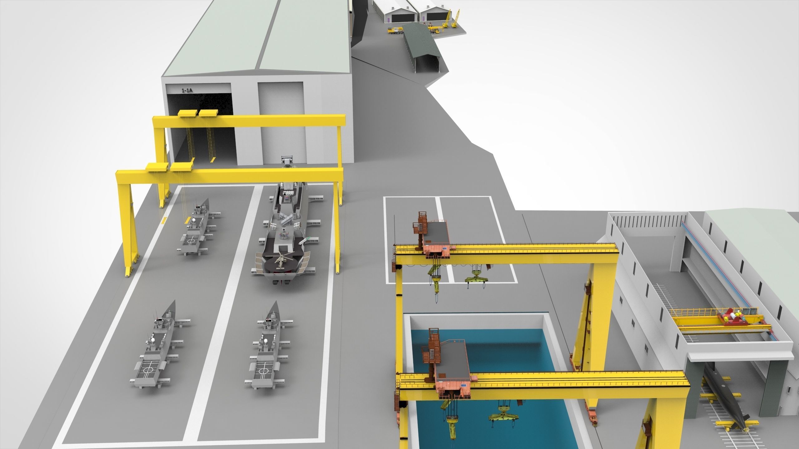 Shipyard Full set Low-poly 3D model_10