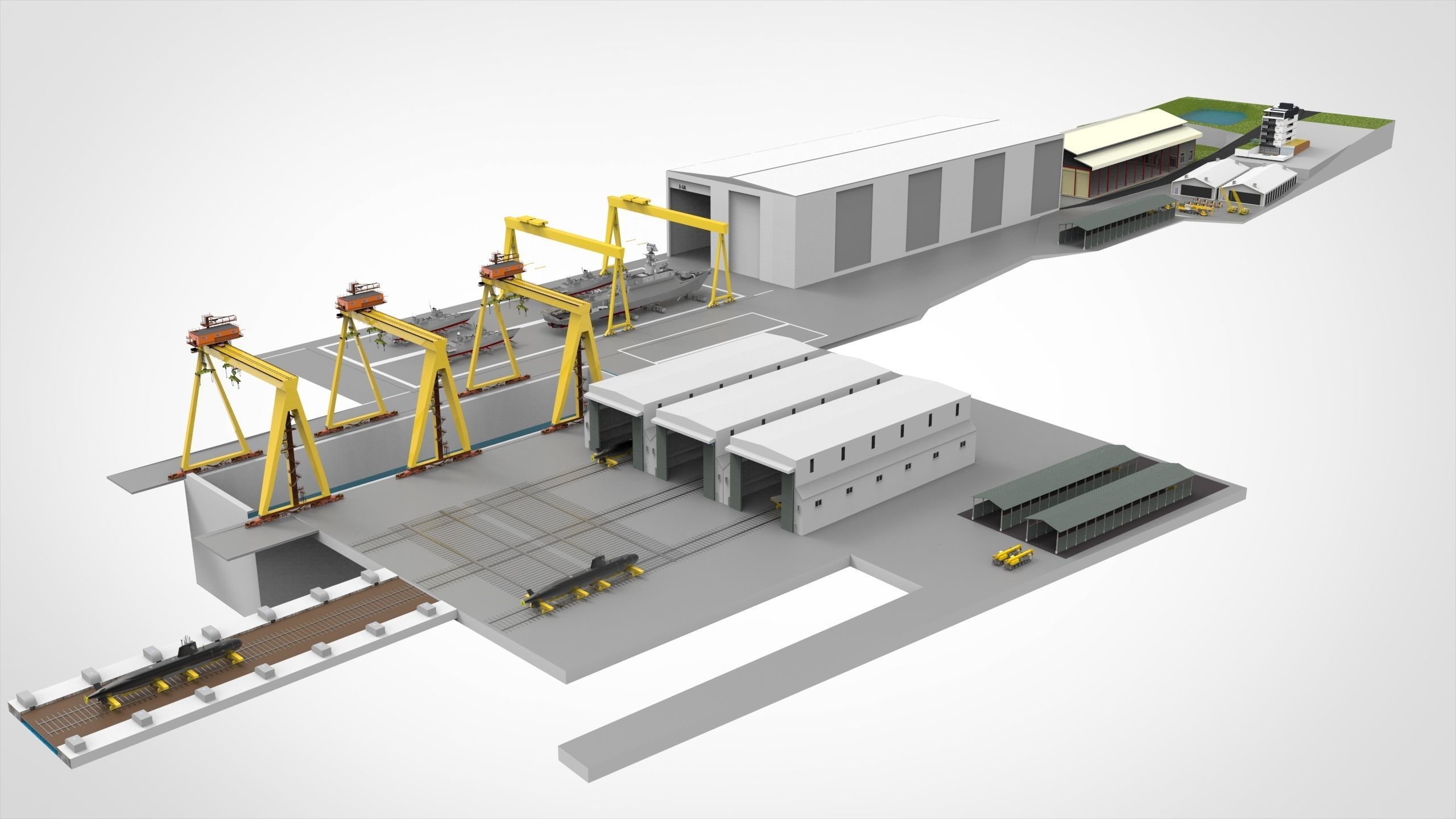 Shipyard Full set Low-poly 3D model_5