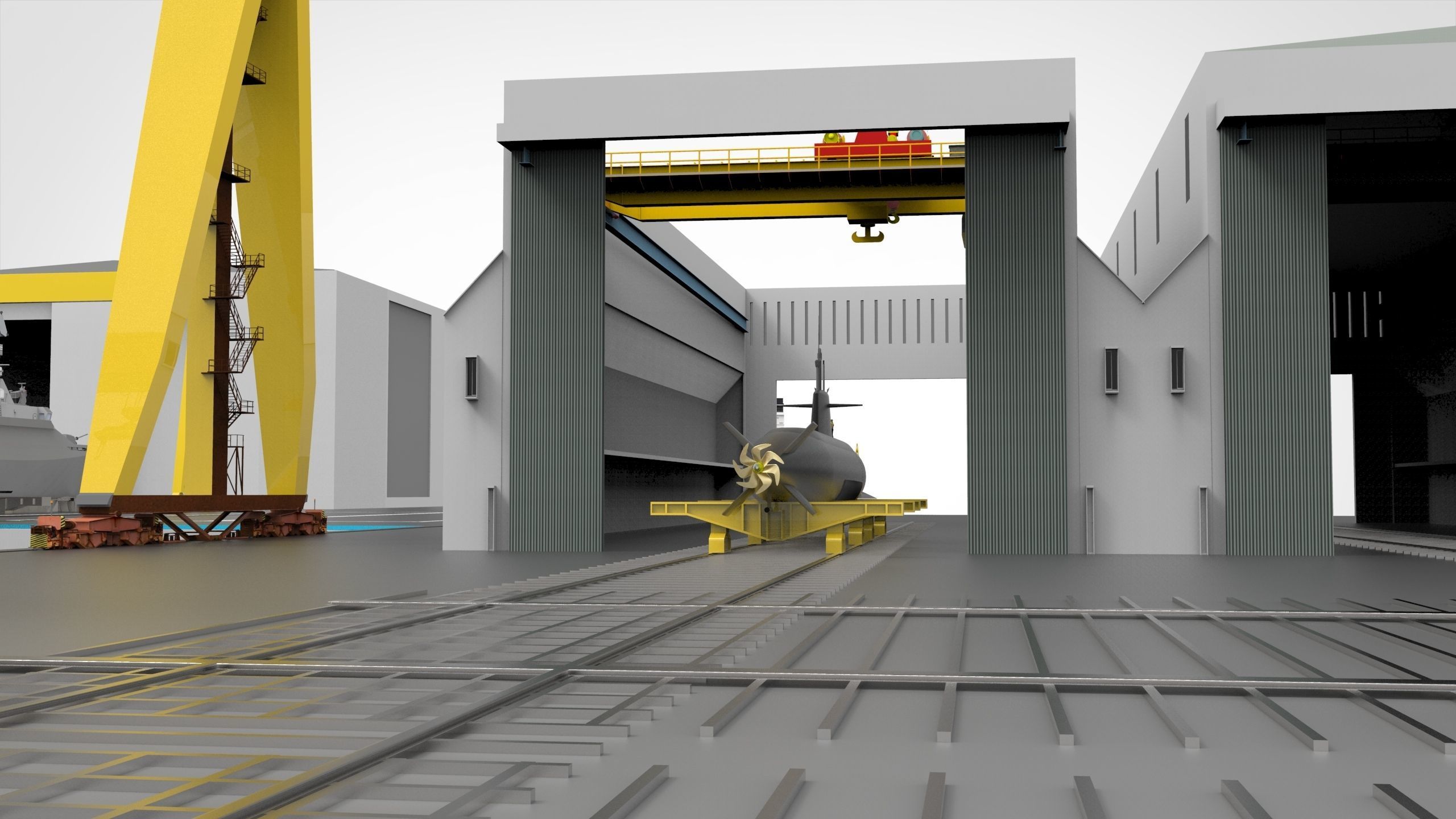 Shipyard Full set Low-poly 3D model_9