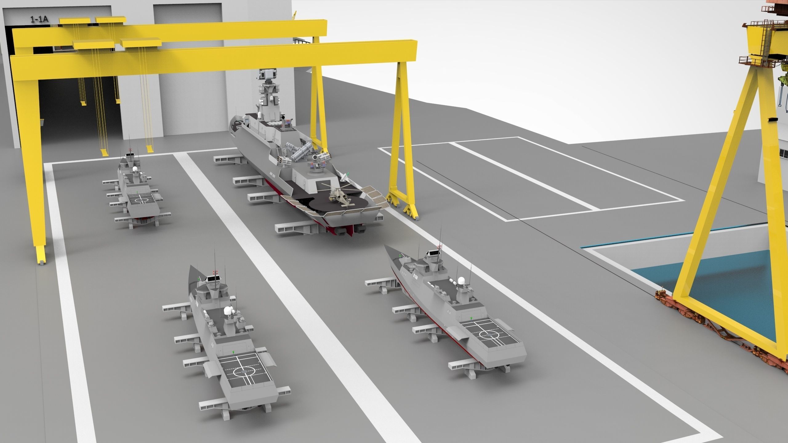 Shipyard Full set Low-poly 3D model_3
