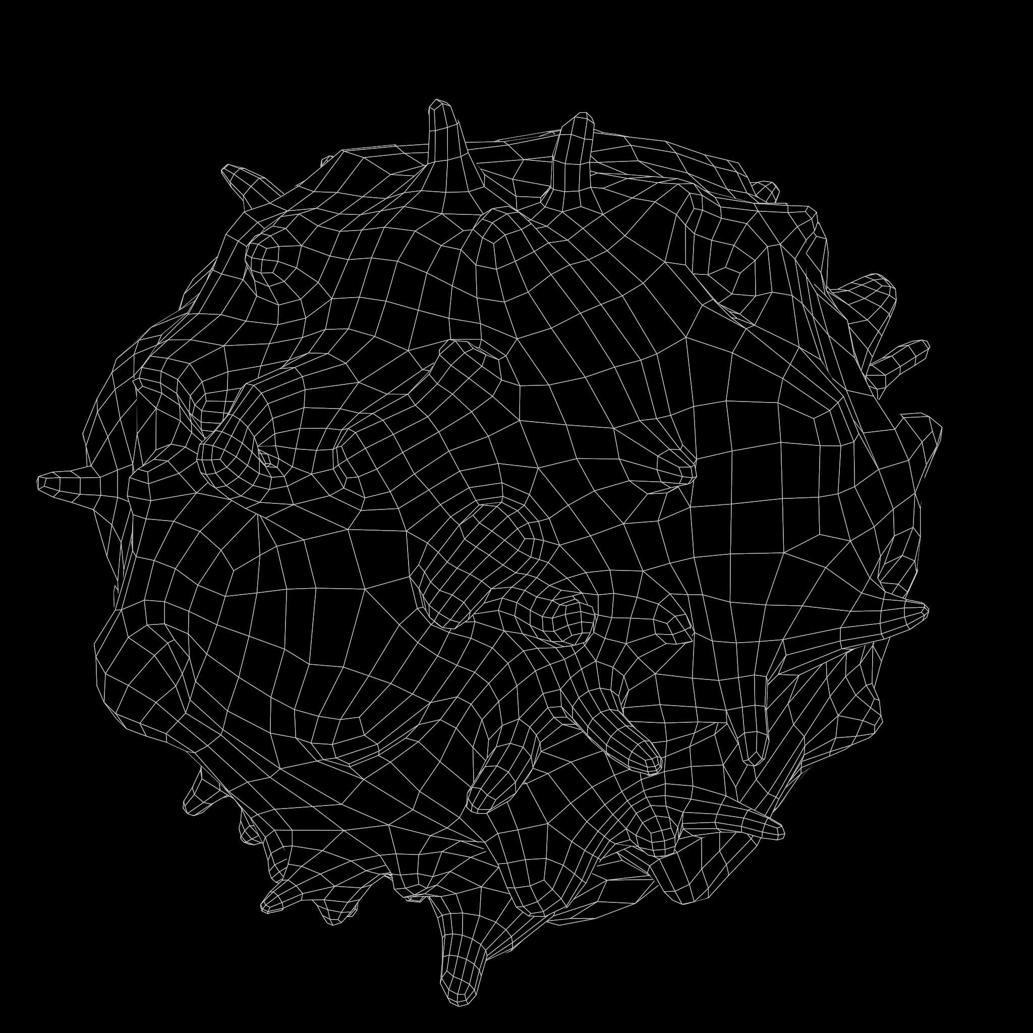 Lymphocyte ball with spikes Low-poly 3D model_6