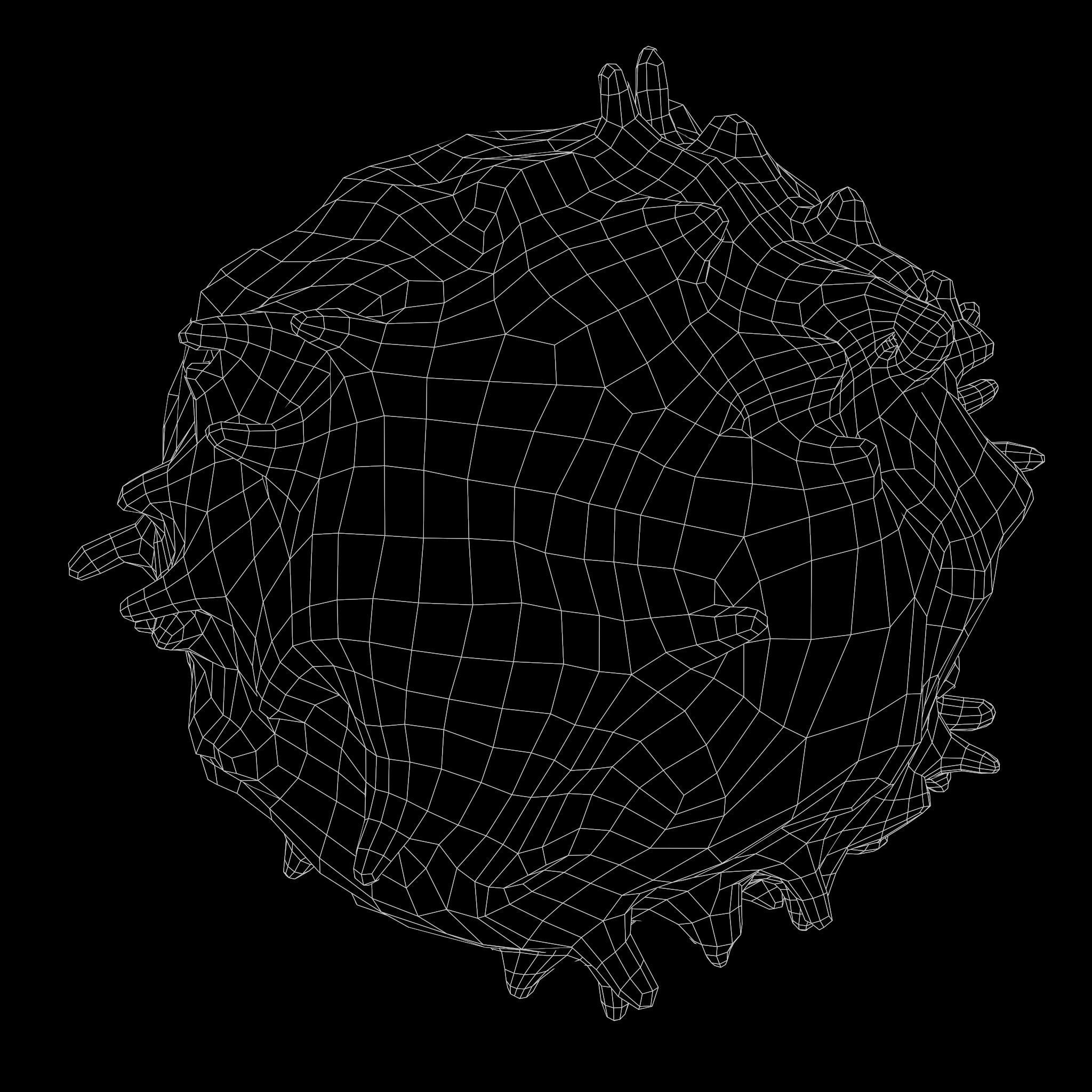 Lymphocyte ball with spikes Low-poly 3D model_7
