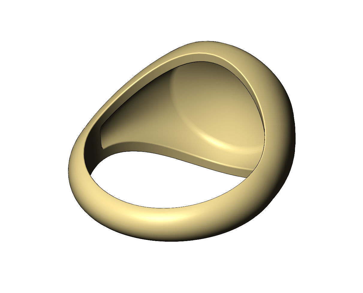 Round convex signet ring 3D print model_11