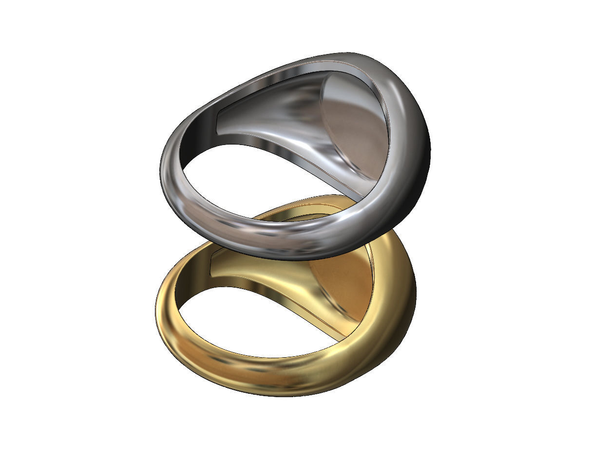 Round convex signet ring 3D print model_3