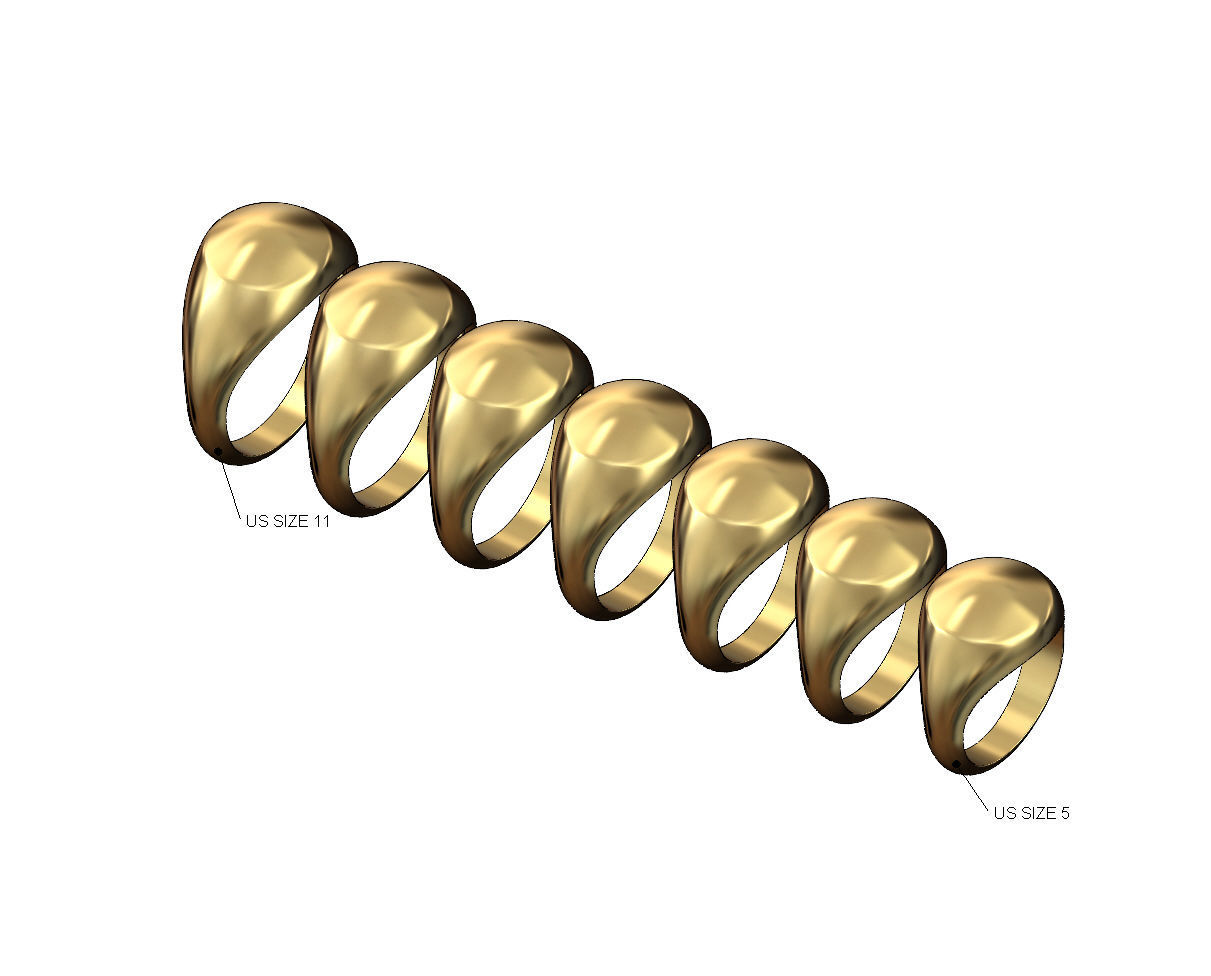 Round convex signet ring 3D print model_5