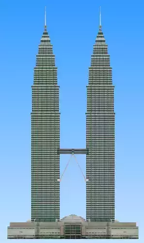 Petronas twin tower Malaysia lowpoly 3d model Low-poly 3D model