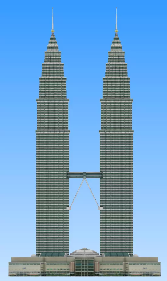 Petronas twin tower Malaysia lowpoly 3d model Low-poly 3D model_0