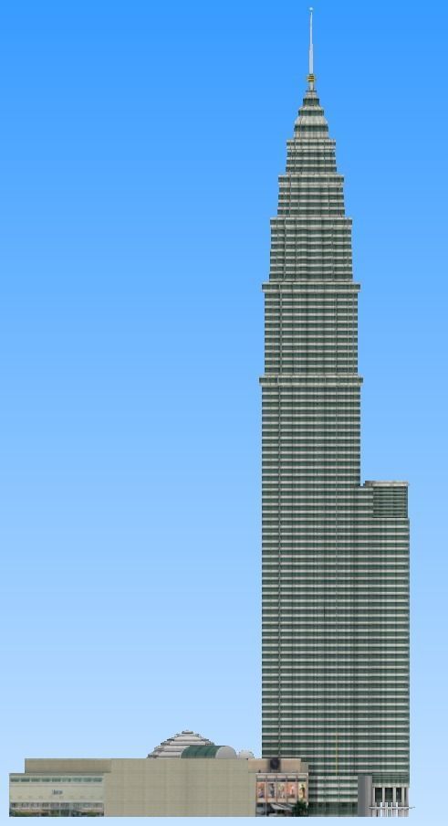Petronas twin tower Malaysia lowpoly 3d model Low-poly 3D model_1