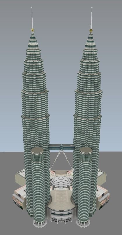 Petronas twin tower Malaysia lowpoly 3d model Low-poly 3D model_3