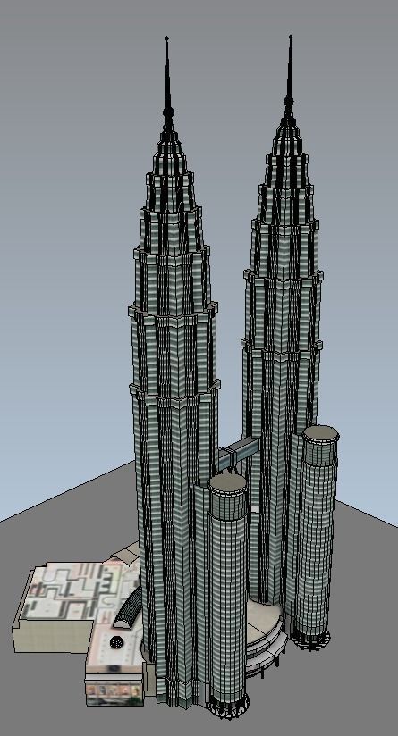 Petronas twin tower Malaysia lowpoly 3d model Low-poly 3D model_5