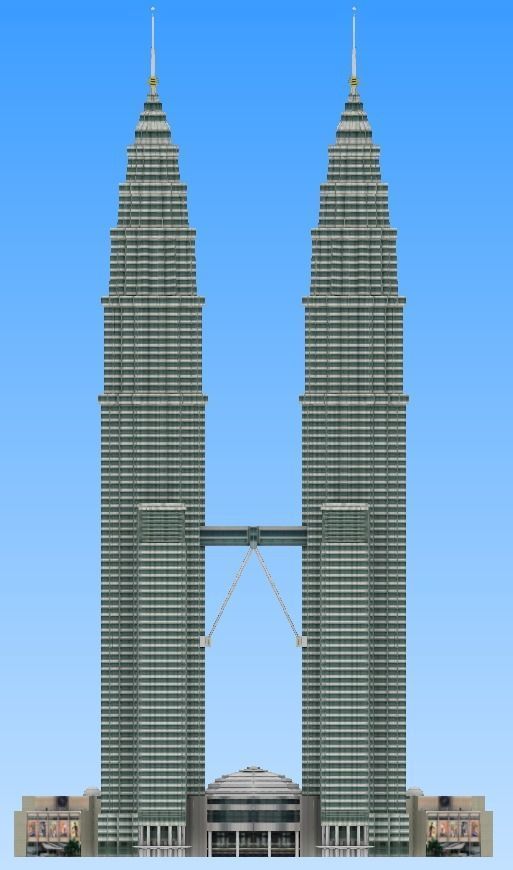 Petronas twin tower Malaysia lowpoly 3d model Low-poly 3D model_2