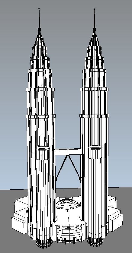 Petronas twin tower Malaysia lowpoly 3d model Low-poly 3D model_6