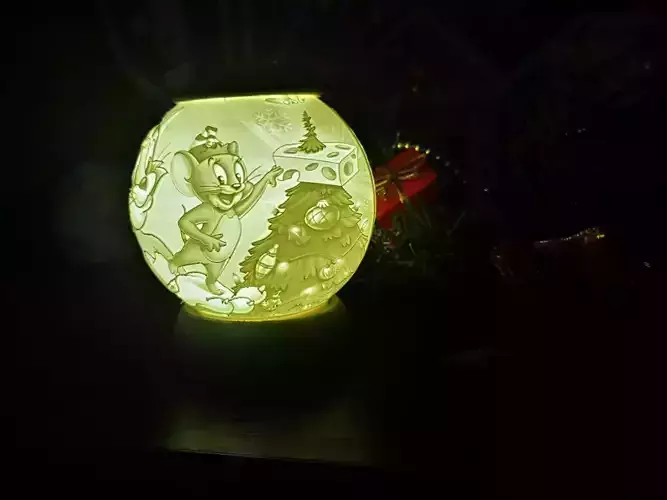 TOM AND JERRY CHRISTMAS LITHOPHANE  3D print model