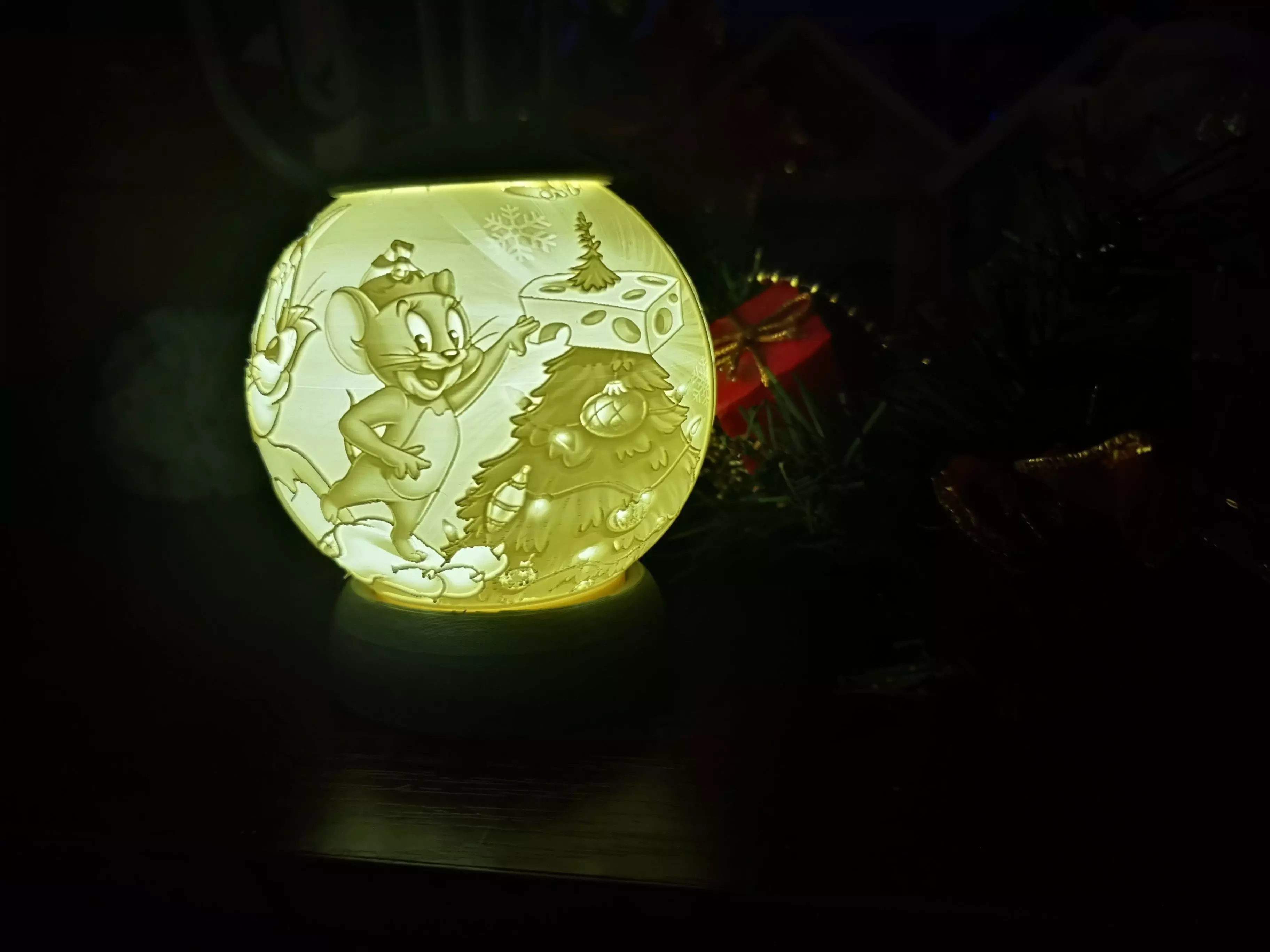 TOM AND JERRY CHRISTMAS LITHOPHANE  3D print model_0