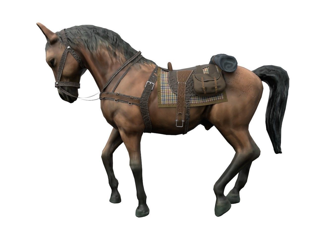 HORSE with saddle 3D model_2