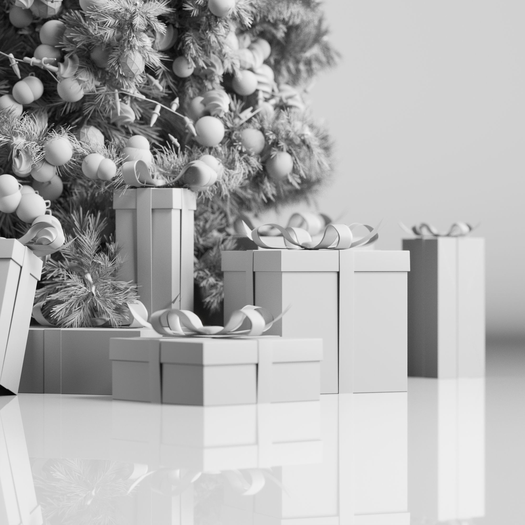 christmas tree white 3D model_3