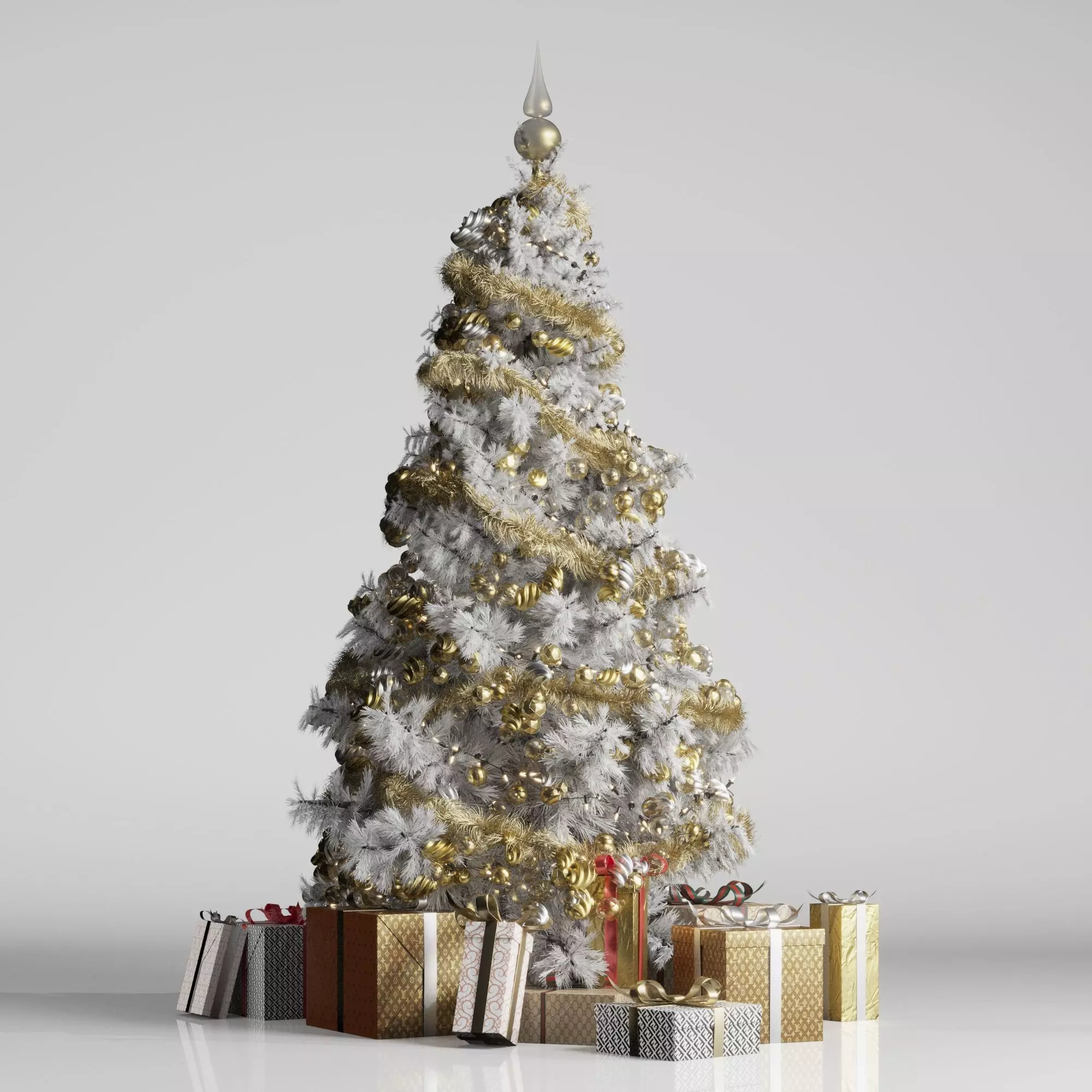 christmas tree white 3D model_0