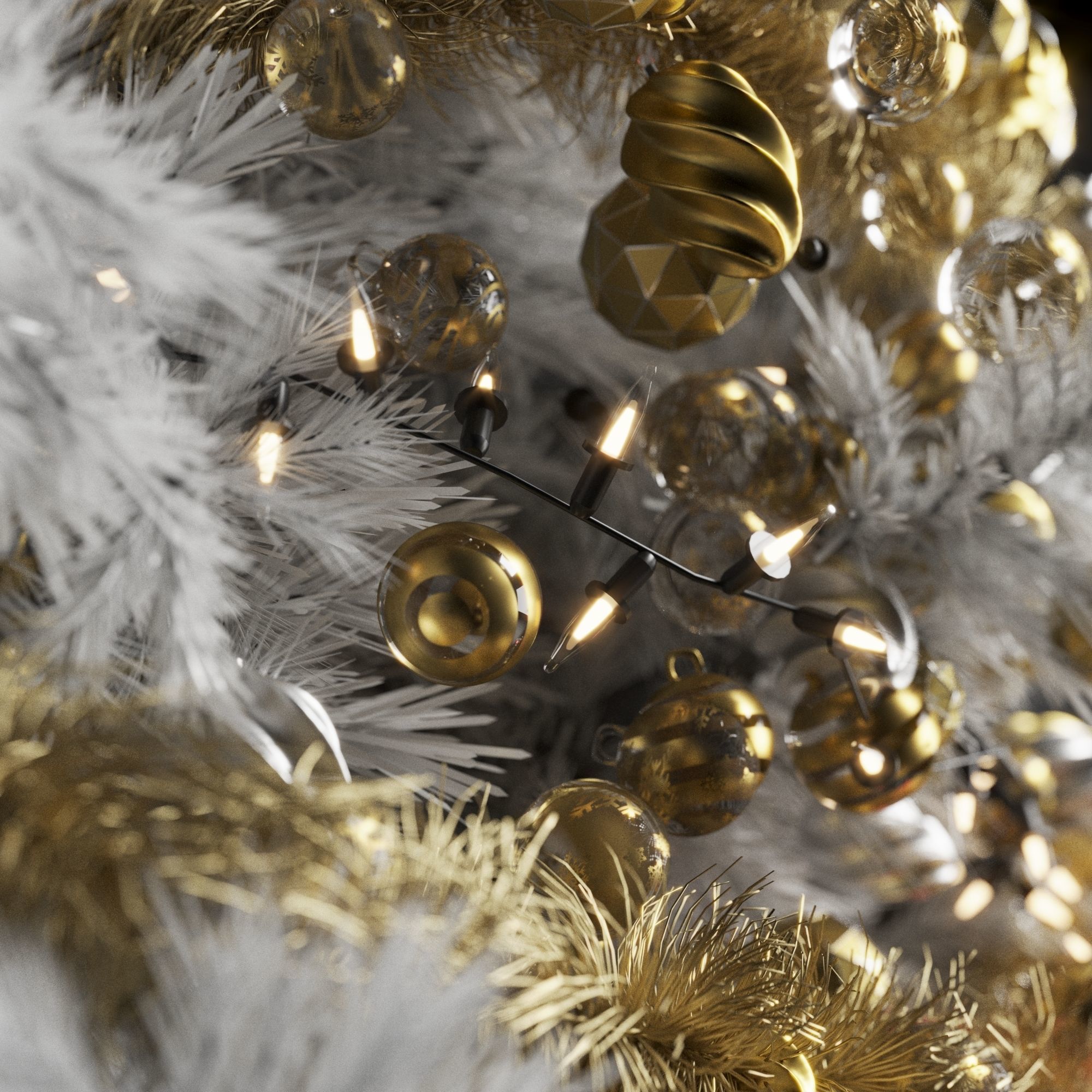 christmas tree white 3D model_4