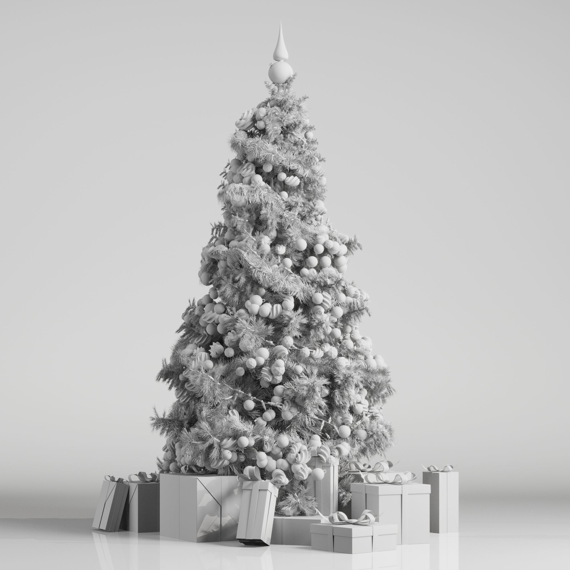 christmas tree white 3D model_1