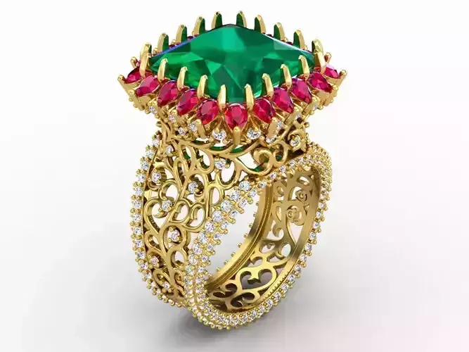 Emerald Square Fashion Women Ring