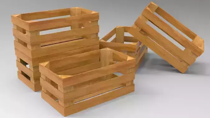 Case Lowpoly 3D Model wooden crate