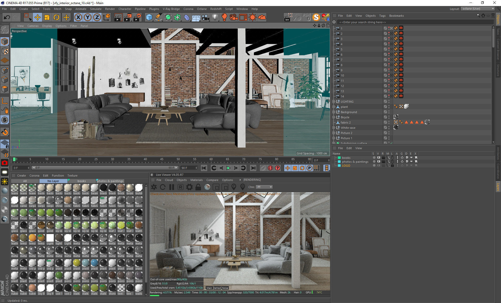 Workshop Apartment in London Cinema 4D and Octane Render 3D model_28